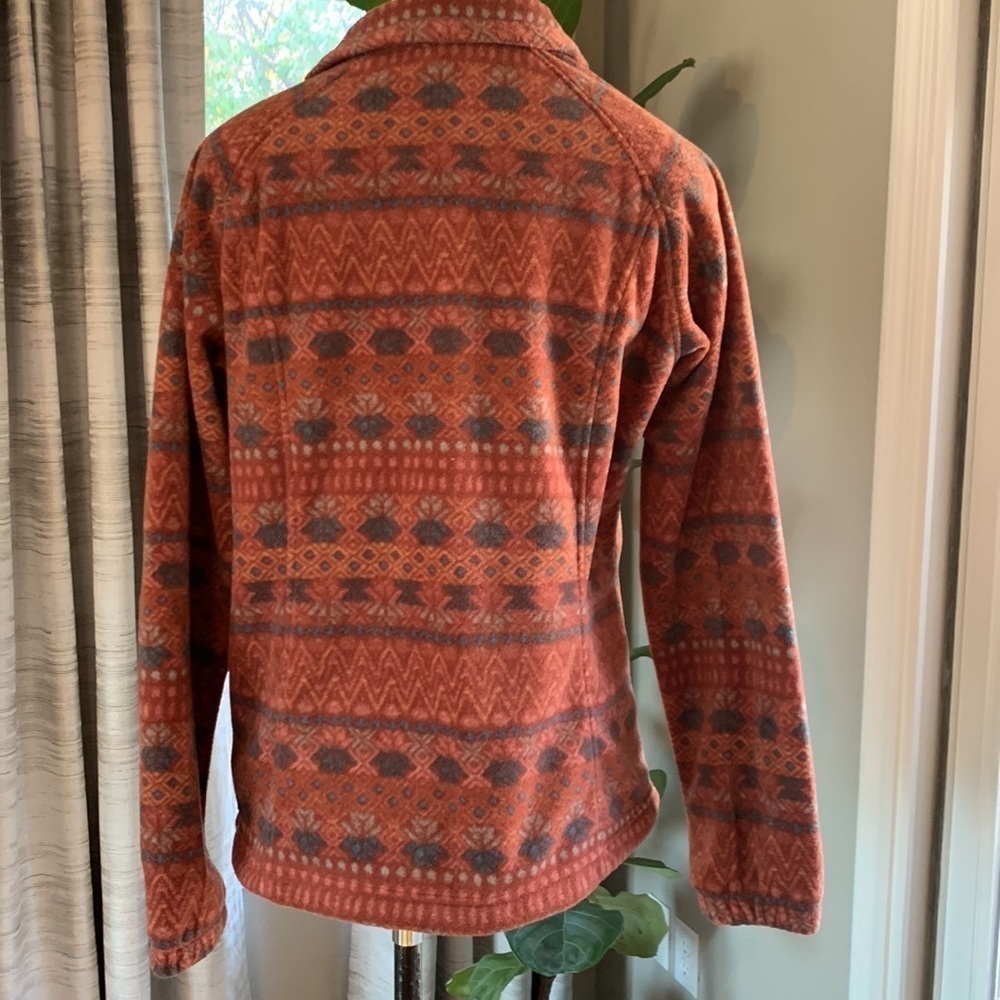 Columbia large rust colored patterned zip up fleece jacket - Picture 5 of 7